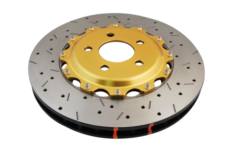 DBA 04-17 STi/2017 BRZ w/Perf. Pkg. 10 Hole Front Drilled/Slotted 5000 Series 2 Pc Rotor w/Gold Hat