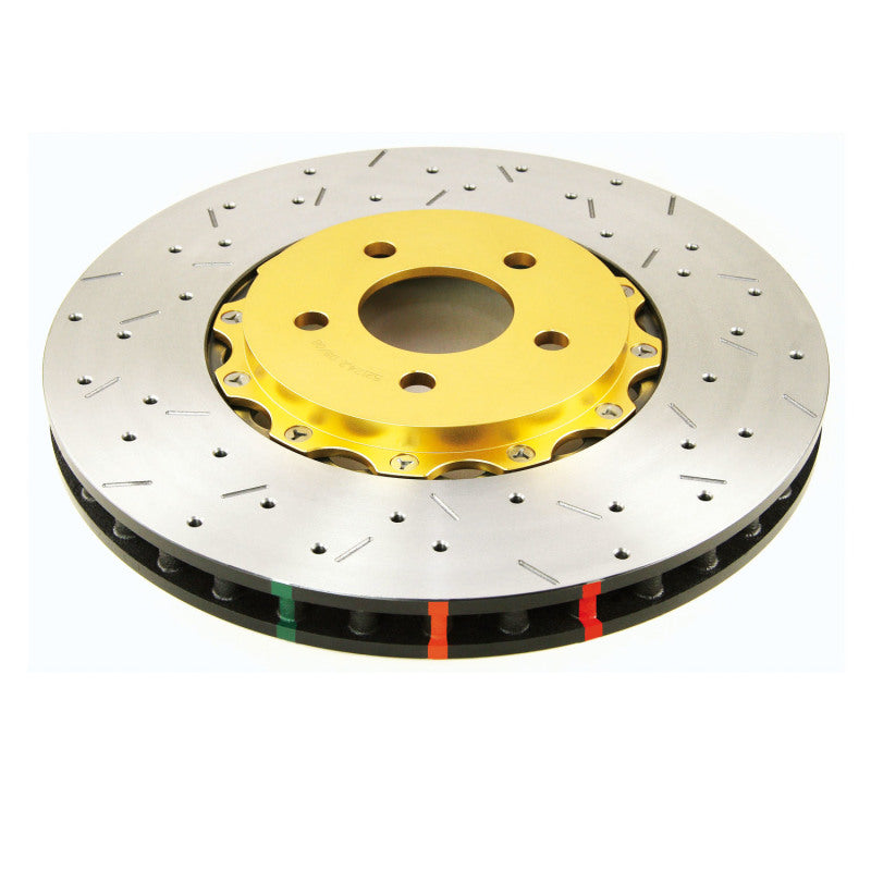 DBA 04-17 STi/2017 BRZ w/Perf. Pkg. 10 Hole Front Drilled/Slotted 5000 Series 2 Pc Rotor w/Gold Hat