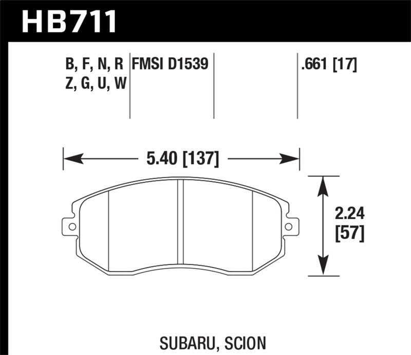 Hawk 13 Subaru BRZ / 13 Scion FR-S HPS Front Street Brake Pads